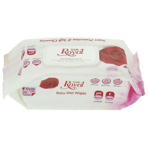 دستمال مرطوب کودک رویال اس اس بی 120 برگ ( رز )Royal ssb baby wet wipes